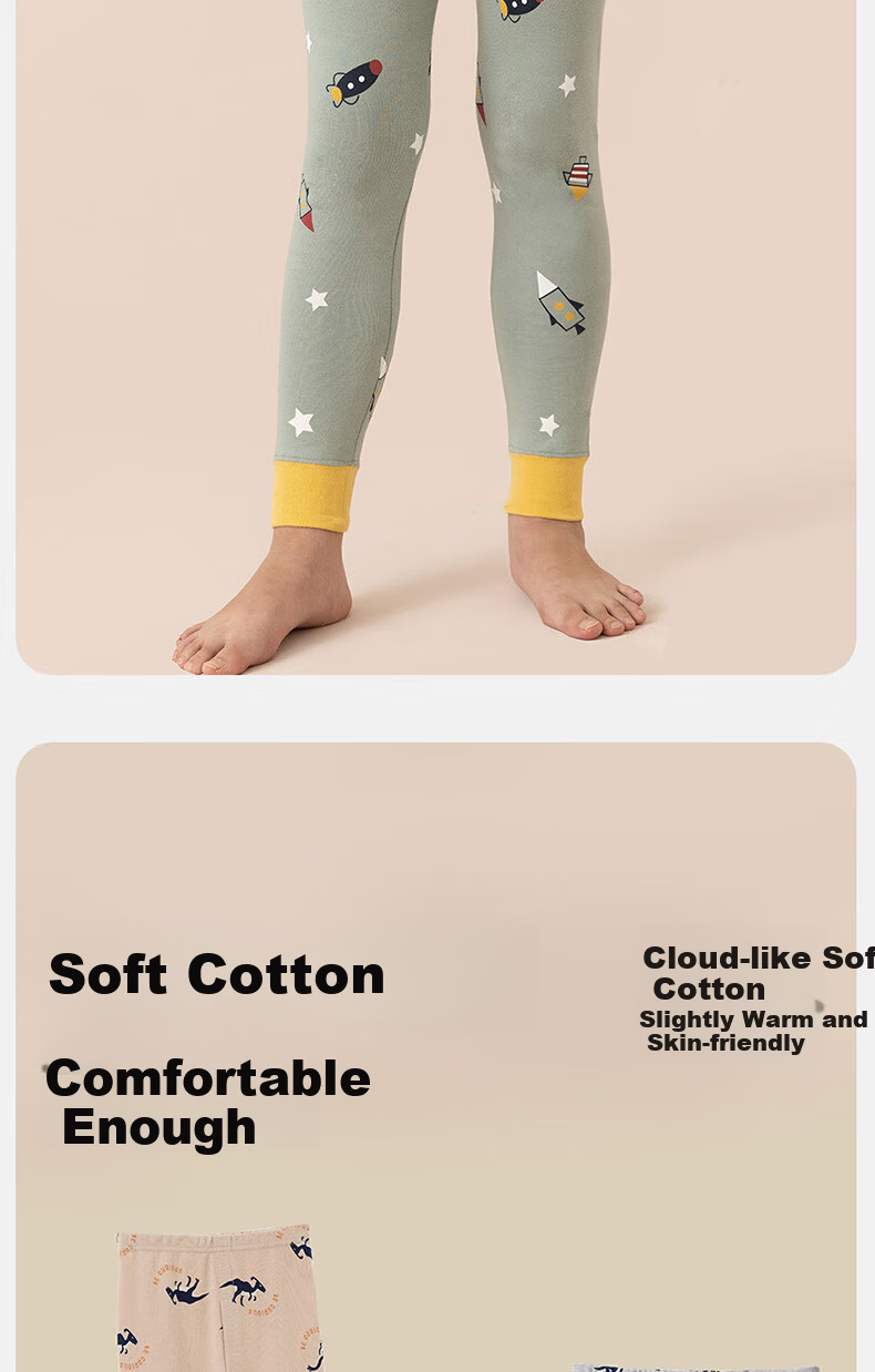 Dingguagua Dingguagua Children's Thermal Underwear 2-Pack A-Class Boys' Thin Warm Pants for Older Boys, Male Style Four, Size 160 3