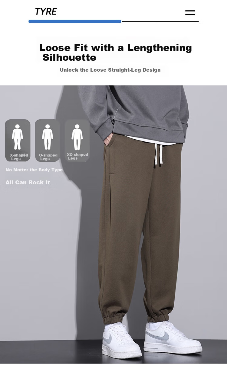 I'M DAVID Men's Casual Loose Fit Sports Pants Korean Style Heavyweight Fashion Jogger Pants Simple Versatile Trousers for Men 3