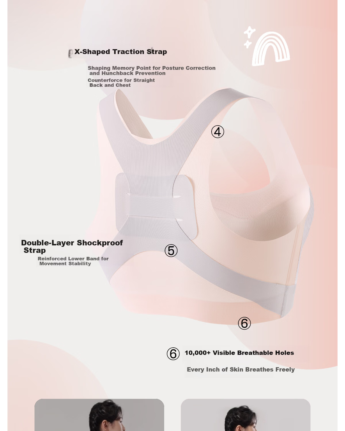 GRACEWELL Adolescent Girls' Development Period Sports Bra, Anti-Shock Vest for Middle and High School Students, Large Kids' Underwear, Skin Color, 2XL 5