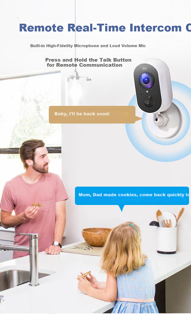 Leiweishi Wireless Battery-Powered Home Door Camera with WiFi, Remote Mobile Monitoring, 360° Panoramic View, Night Vision, No Power Plug Needed, Indoor and Outdoor Use 7