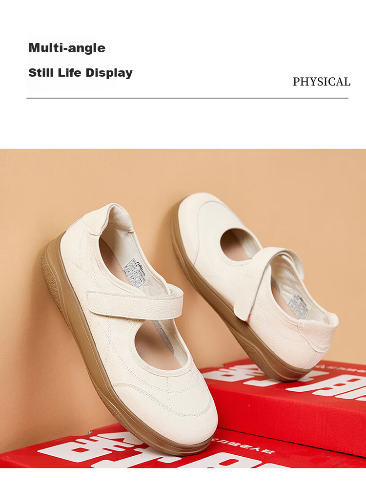 Zulijian Elderly Shoes Spring Summer Women's Leather Soft Sole Loafers Slip-On Single Strap Non-Slip Mom Shoes Nurse Shoes 21