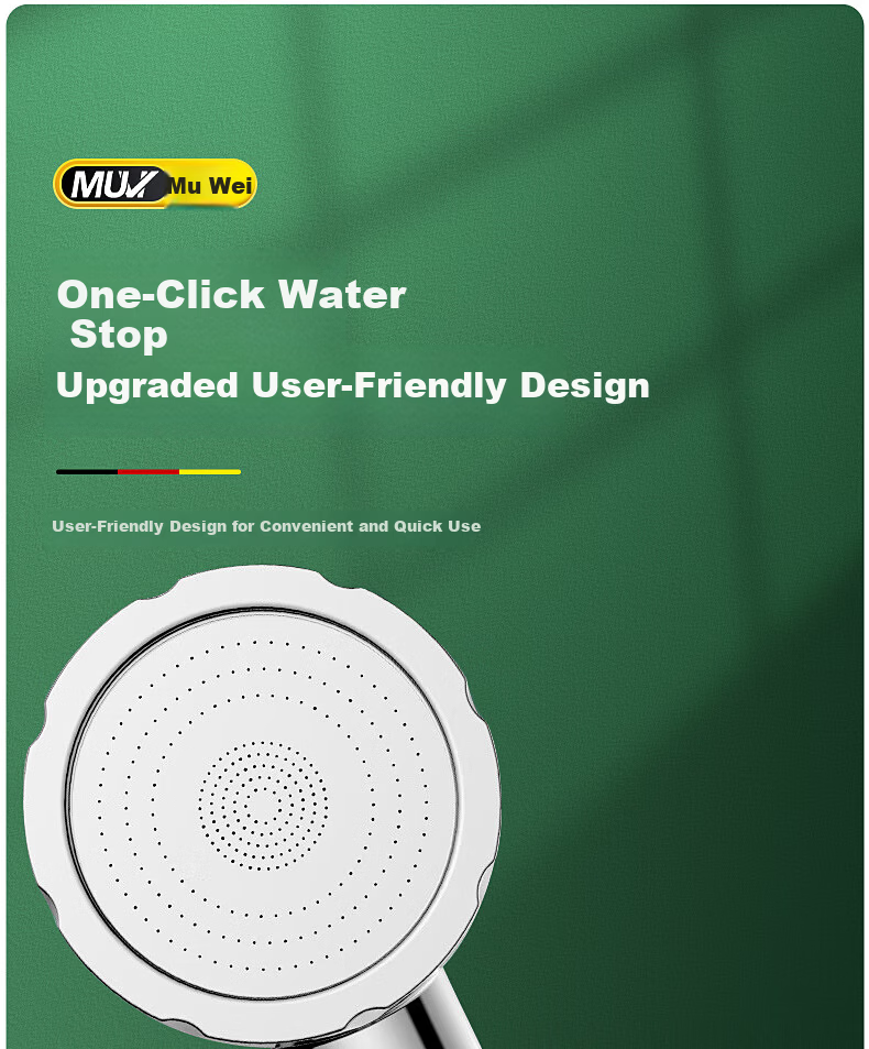 Muvi High Pressure Shower Head Handheld Single Nozzle Universal Bathroom Shower Sprayer 14