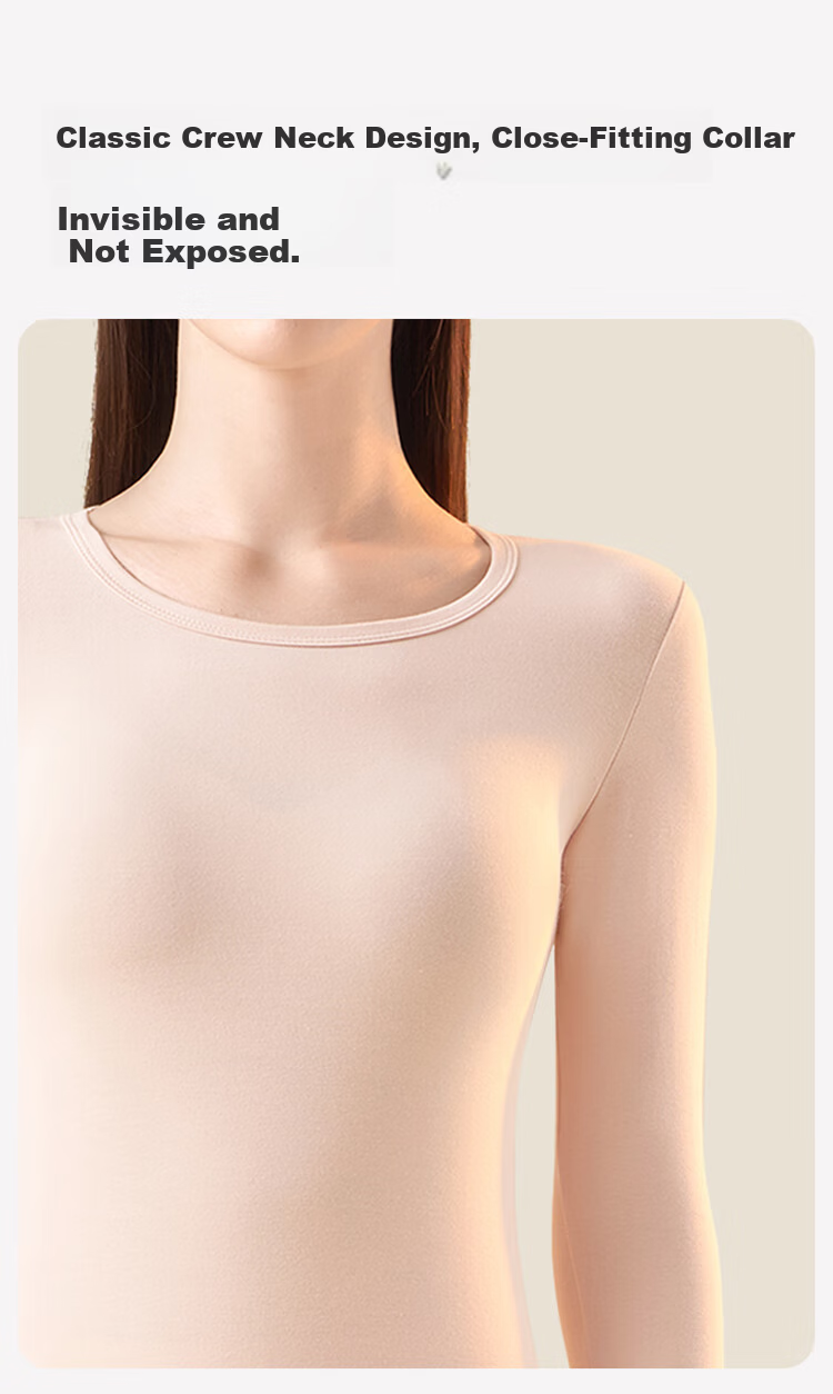 Urban Beauty [100% Cotton] Women's Thermal Underwear Pure Cotton Autumn Top and Bottom Antibacterial Crew Neck Lightweight Base Layer Set 9