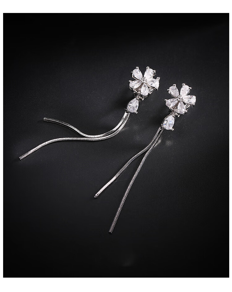 Dijing 925 Silver Long Tassel Earrings, Hoop Earrings, New Style Studs, Birthday Gift for Women, Present for Girlfriend 5