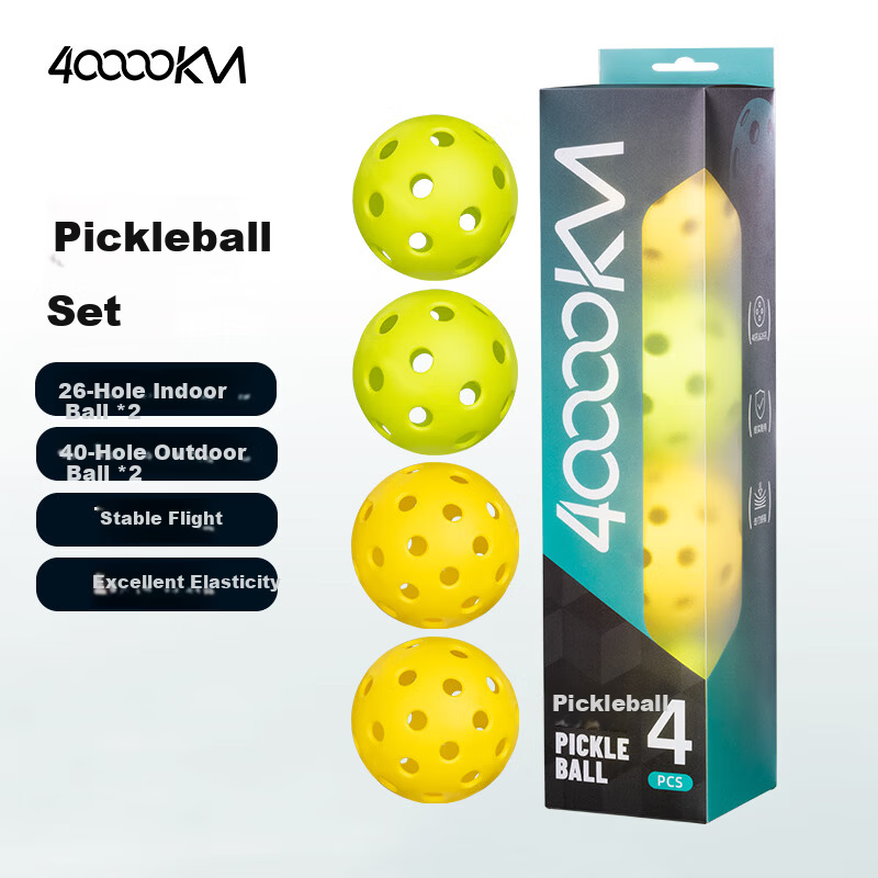 40,000 KM Pickleball Set Professional High-Elastic Integrated Balls Indoor Outdoor Tournament Grade 4-Pack