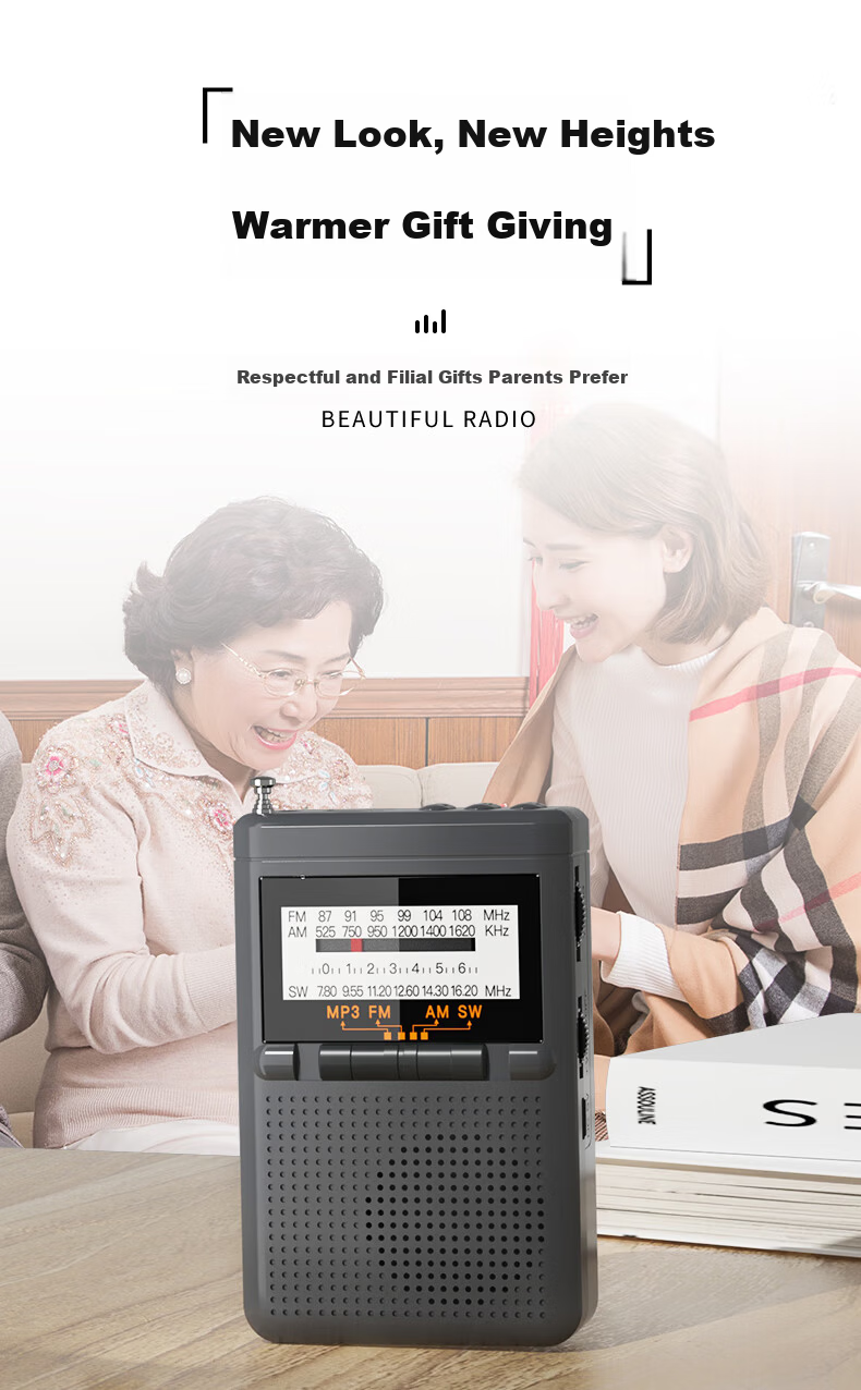 Newmine K65 Radio, Rechargeable Card-Insert Mini Multifunctional Bluetooth Speaker for Elderly, Portable Personal Audio Player, Small Opera Player, Red 2