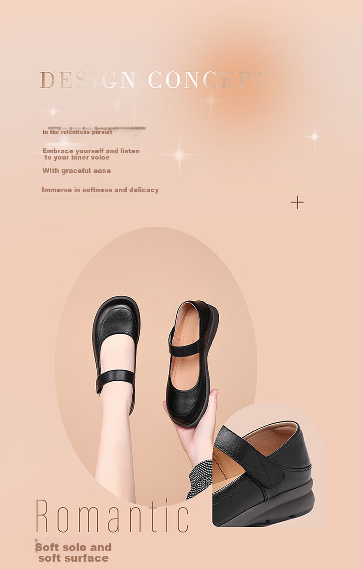 Red Dragonfly Women's New Magic Tape Fashion Mary Jane Shoes Versatile Lightweight Low-Cut Flats WTB354081 Black Size 37 2
