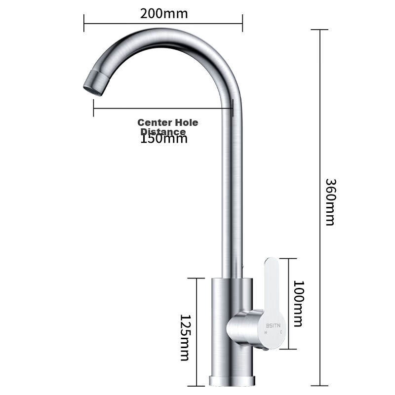 BSITN 304 Stainless Steel Kitchen Faucet Sink Vegetable Washing Basin Dishwasher High Polish Dual Temperature Hot and Cold Rotatable Faucet B1087
