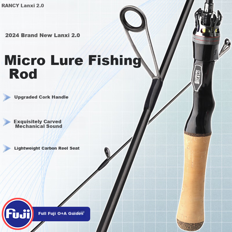 FishingFans Lanxi 2.0 Makou Lure Rod Fuji Ring Ultra-Light UL Carbon Casting Micro Fishing 1.68m Straight Handle Cork Grip