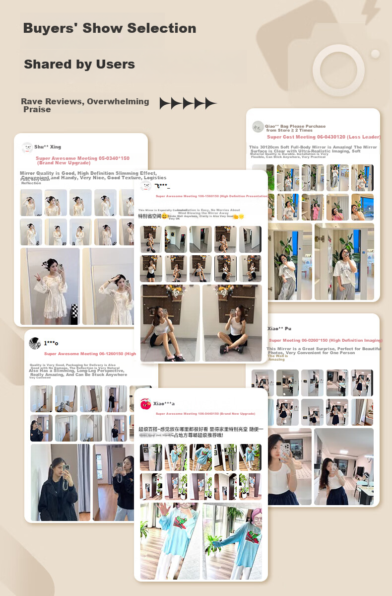 Yimo Acrylic Soft Mirror Wall Sticker Self-Adhesive Full-Length Dressing Mirror No Drilling Home Use HD Mirror 30*120cm 2