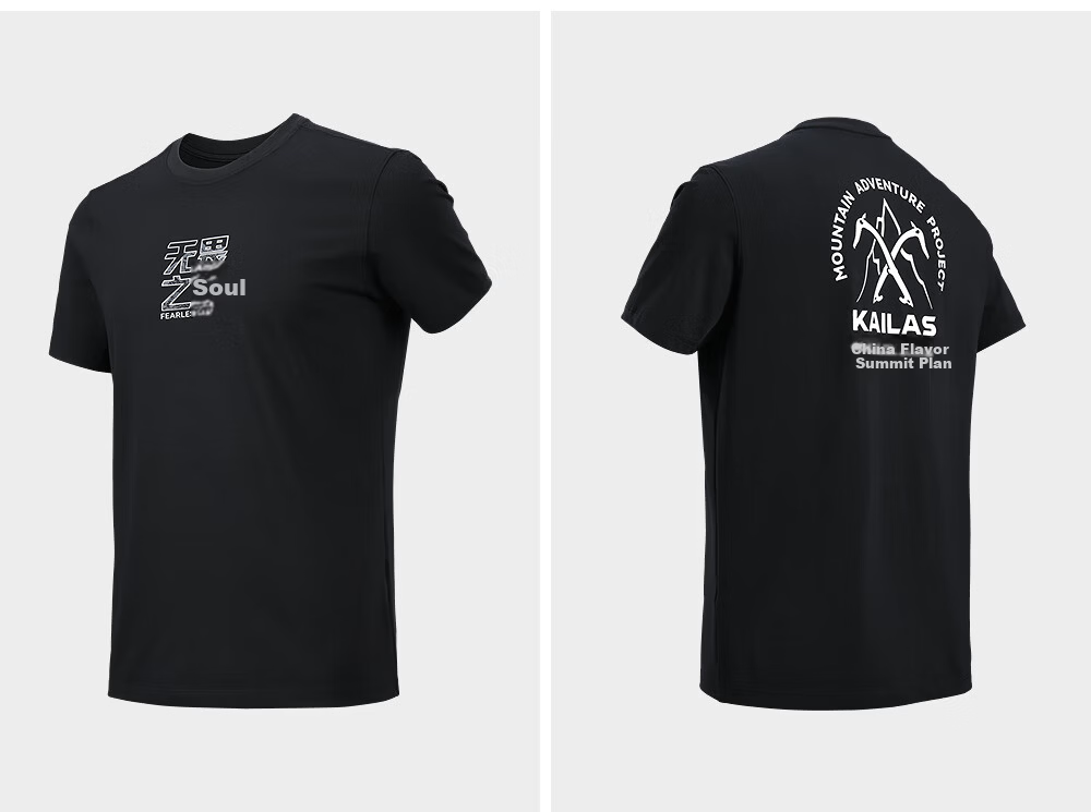 KAILAS Unisex Cotton T-Shirt Short Sleeve Outdoor Sports Mountaineering Hiking Commuting China Summit Plan 13