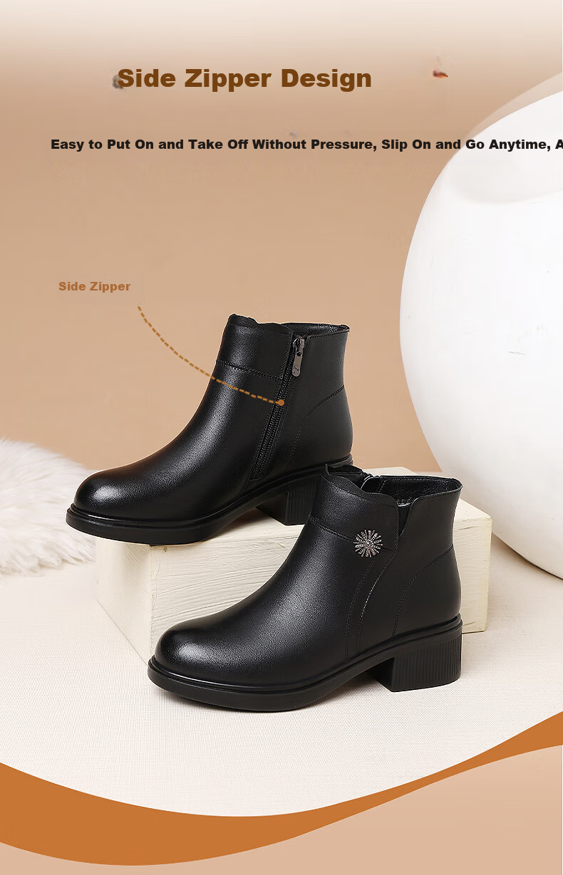 Red Dragonfly Women's Leather Short Boots Fleece Lined Slim Fit Soft Leather Boots WTC434401C 11