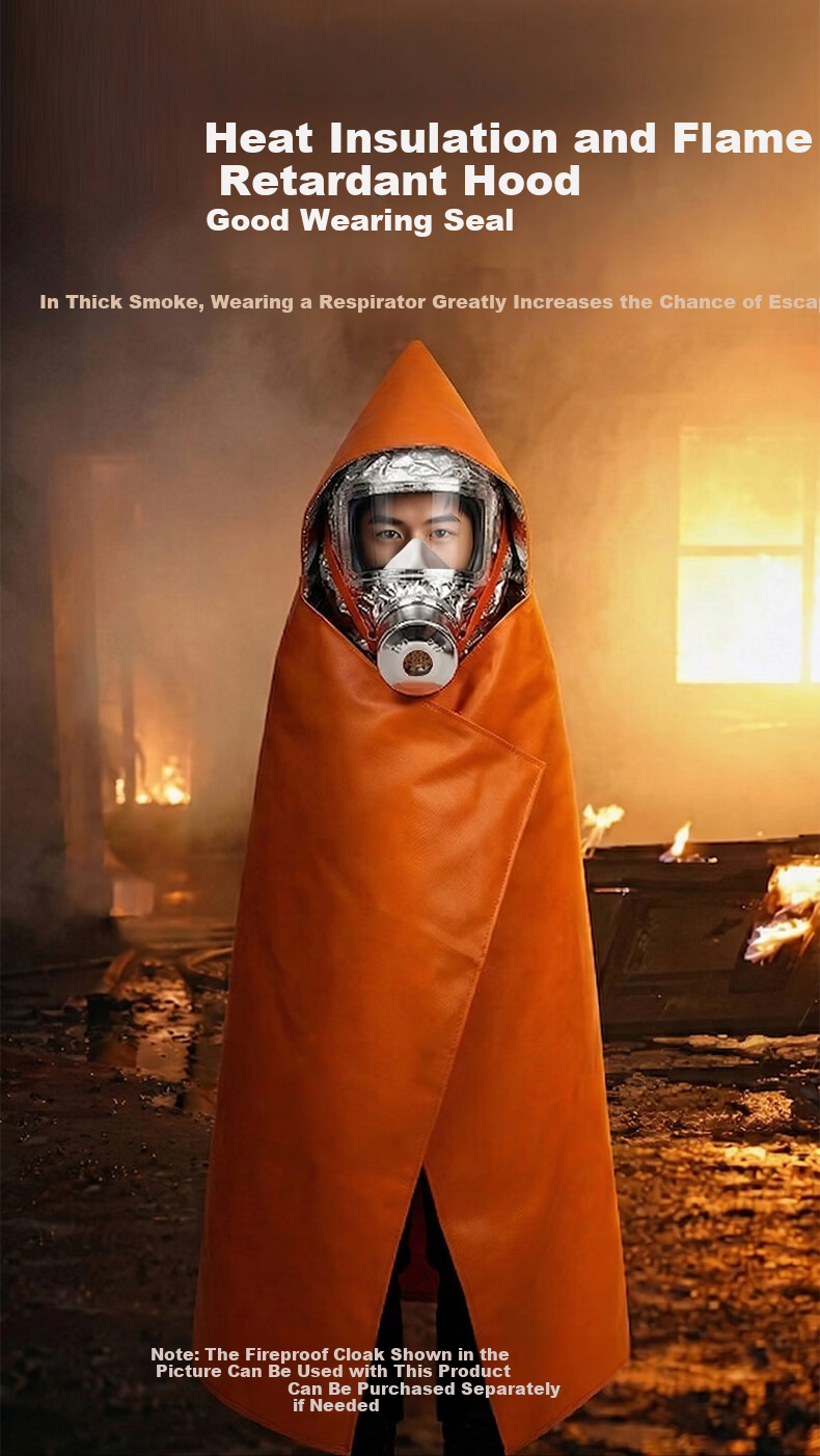 JINGXI Fire Escape Cloak with Gas Mask, Fireproof Thermal Blanket for Home Emergency, Adult Size 13