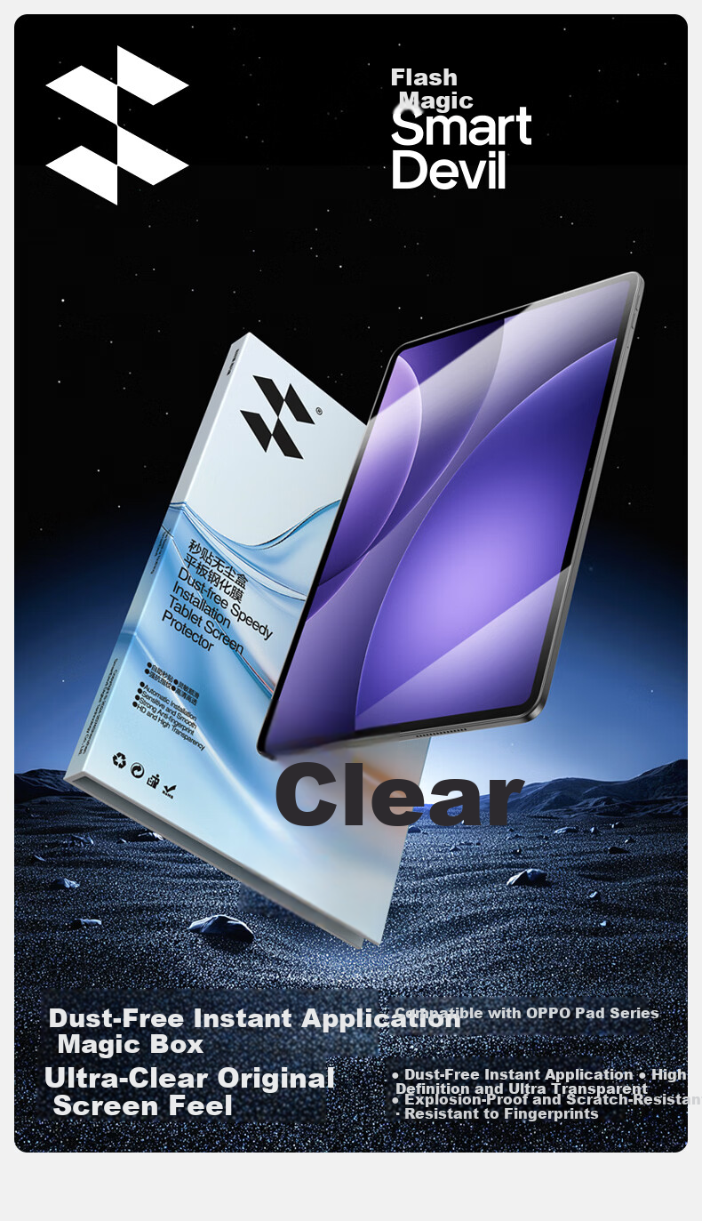 Shanmo Tempered Glass Screen Protector for OPPO Pad4 Pro and OnePlus Pad 2 Pro 13.2-inch Universal 2025 Full-Screen HD Dust-Free Installation Box 3