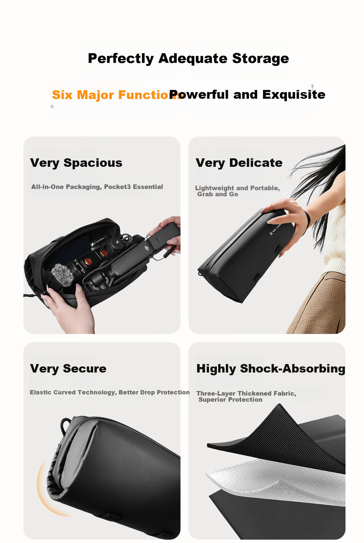 Zhuoer [Over 100,000 Sold Online] Compatible with DJI Pocket 4P/4/3, Hishin Luna Storage Bag Accessory, Protective Case for Travel, Portable Bag for Action 6/5pro/4 3