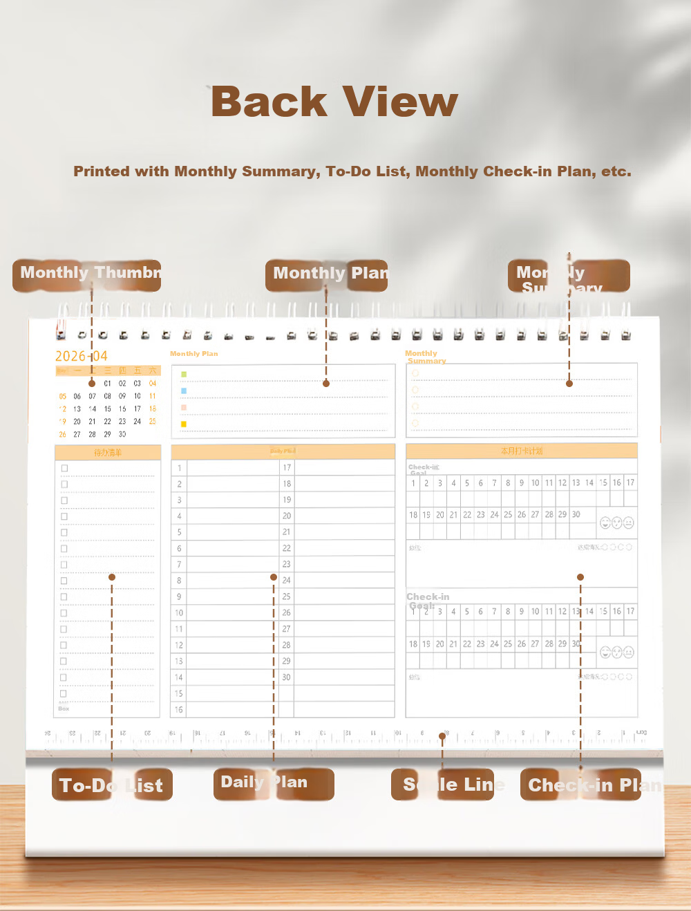 Congpai 2025 Desk Calendar Small Daily Planner 2026 Work Punch Calendar Large Grid Self-Discipline Schedule Good Luck Blooming Flowers 2