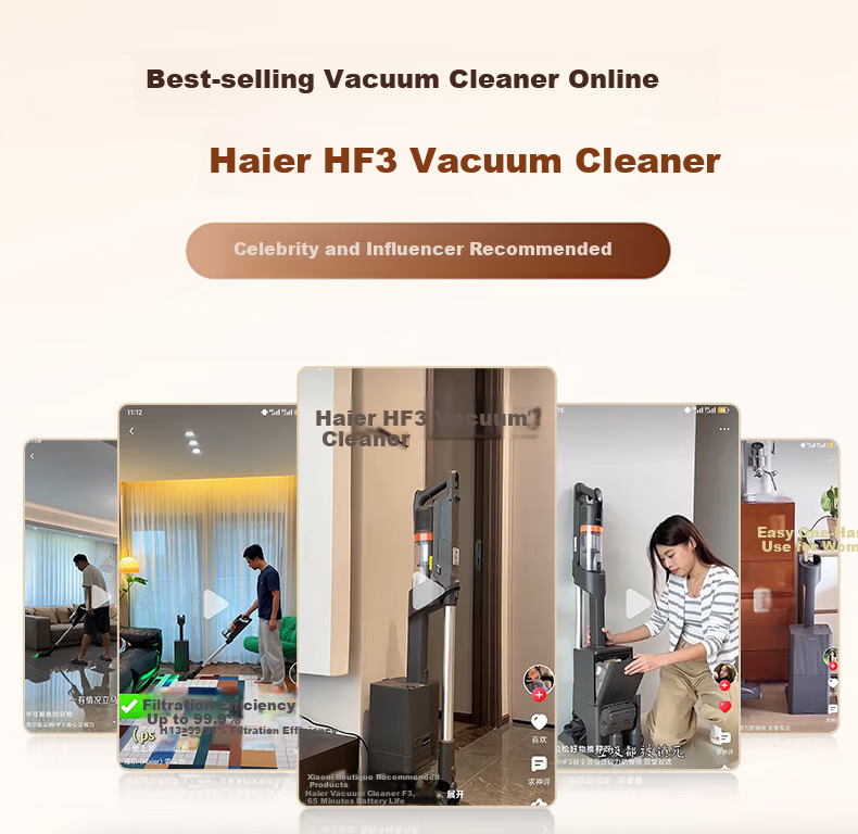 Haier Vacuum Cleaner with Self-Dust Collection Base HF3 Home Handheld Wireless High Suction Dust Collector Green Light Mite Removal Hair Anti-Tangle Holiday Gift HSC-SA301D 3