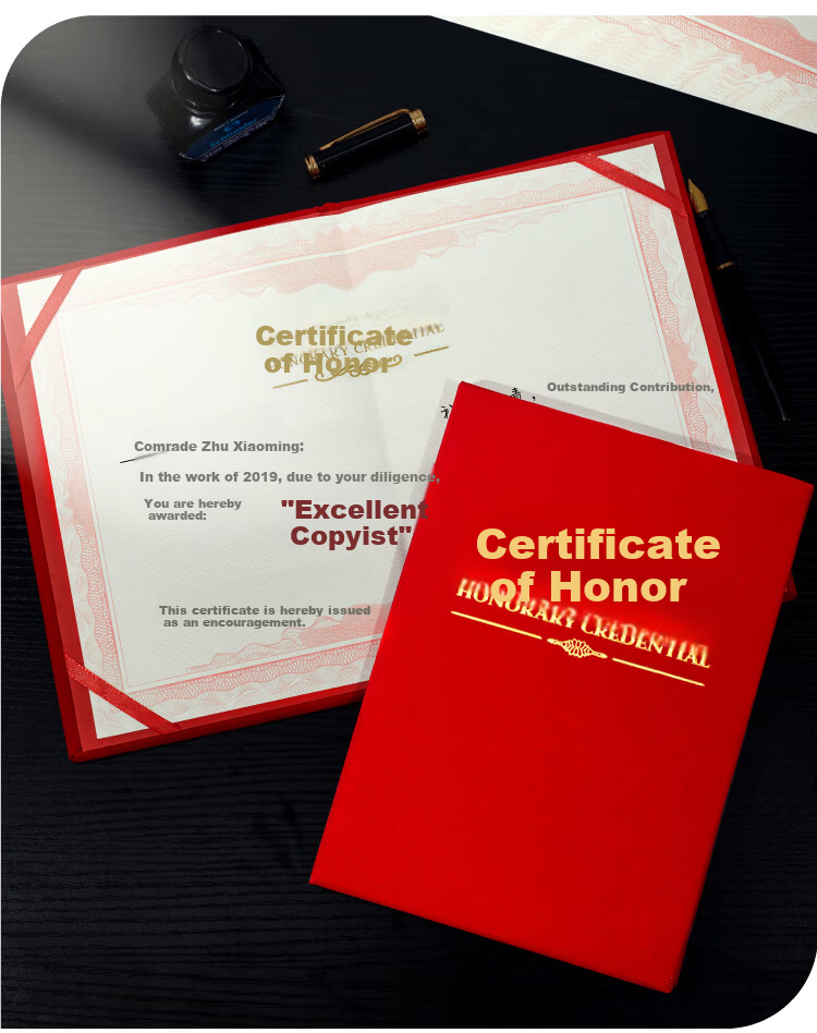 DSB 8K Single Pack Medal Style Honor Certificate Cover Inner Core Custom Glossy Gold Stamped Award Protective Sleeve Annual Ceremony Award [Includes 2 Inner Sheets] 051018 9
