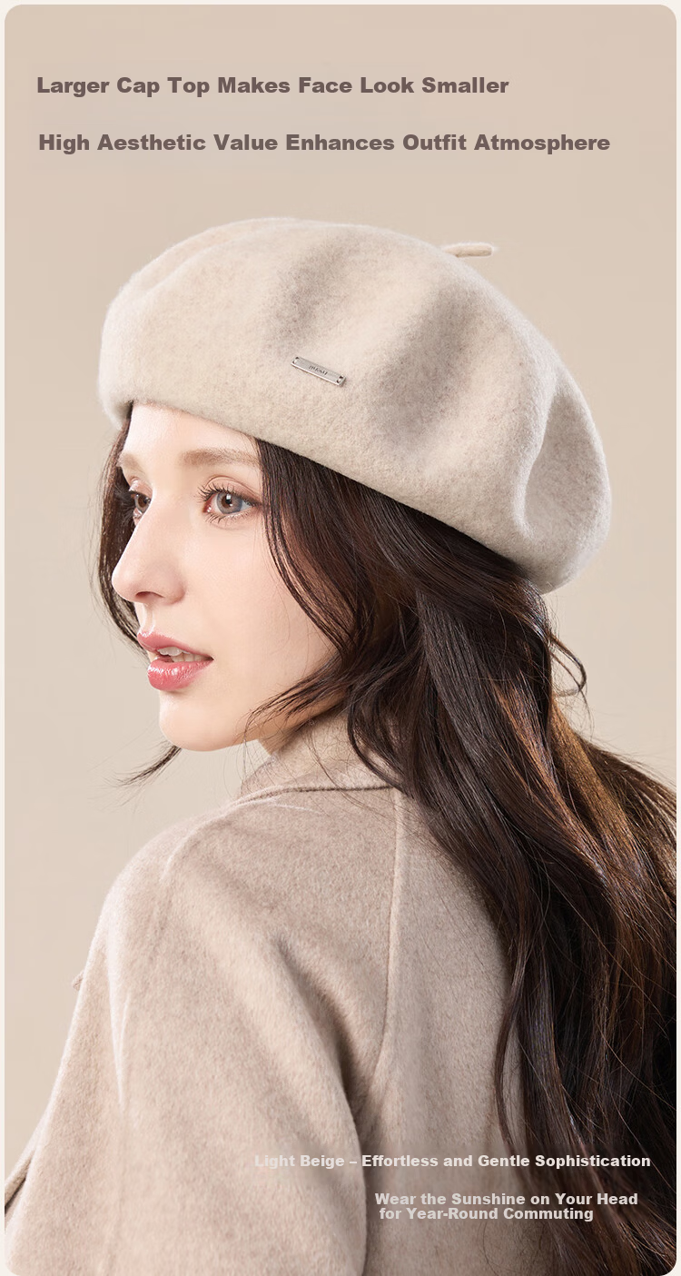 JIUMU Pure Wool Beret Autumn Winter Warm Woolen Painter Hat Japanese British Retro Classic Versatile Women's Hat 6