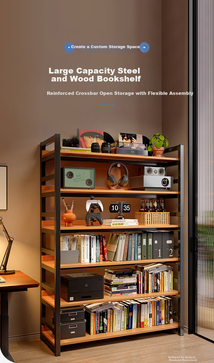 MSFE Steel Bookshelf Storage Rack Floor-standing Wall-mounted Multi-layer Display Shelf Six-tier 80*32*190cm 1