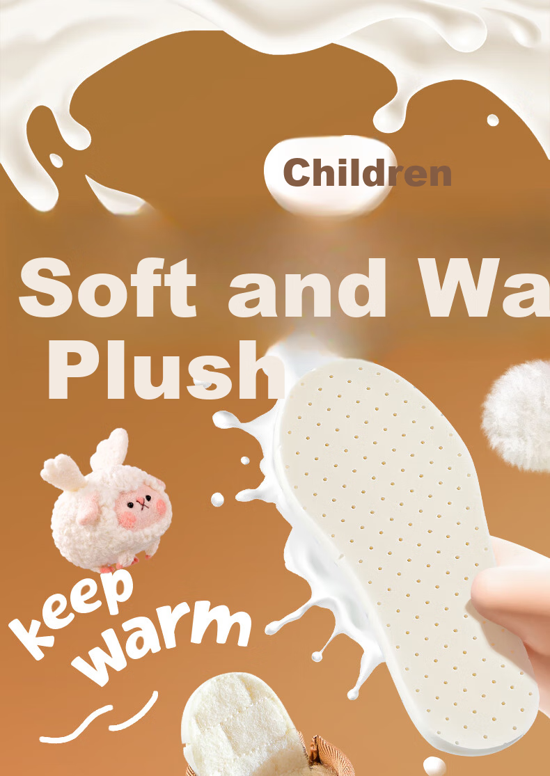 NanJiren 3 Pairs Kids 100% Wool Warm Insoles Plush Thickened Latex Winter Shoes Size 31-32 for Boys and Girls 1