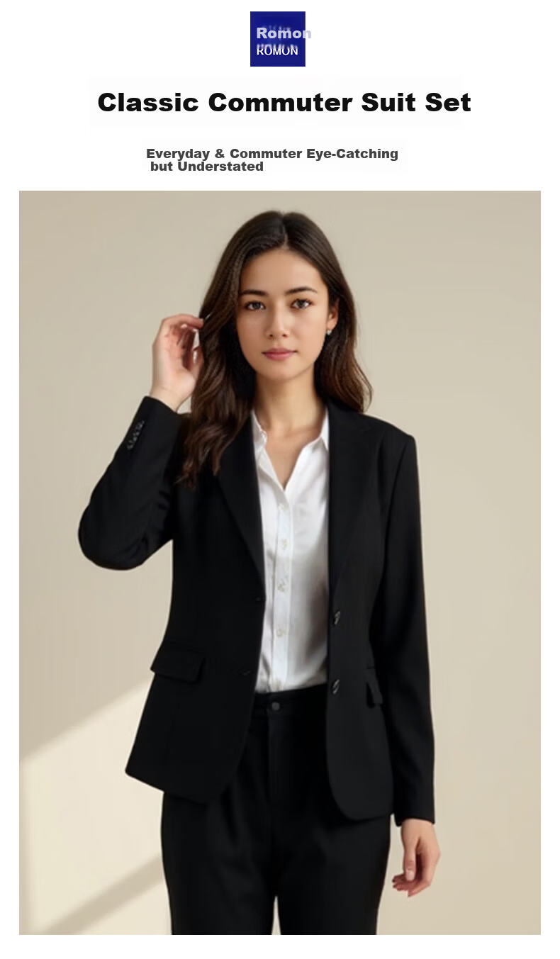 ROMON Women's Slim Fit Business Suit Jacket Professional Office OL Interview Work Commuter Blazer 1