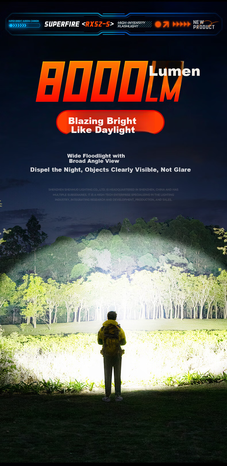 SupFire RX52-S Flashlight High Brightness Long Battery Life Long Range Outdoor Military Spotlight 200000 Lumens 4