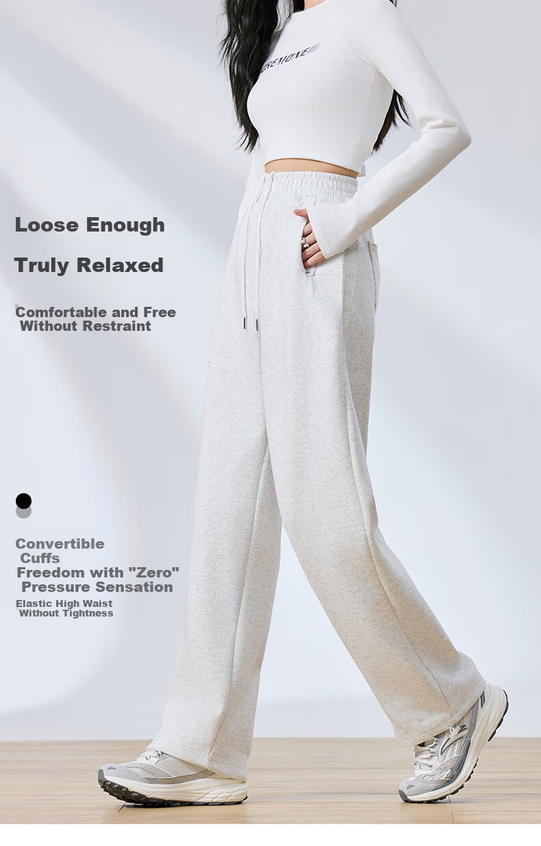 Langsha Women's Sweatpants Spring Autumn American Style Sports Pants Loose Slim Fit Jogger Straight Leg Two-Way Casual Draped Wide-Leg Pants 3