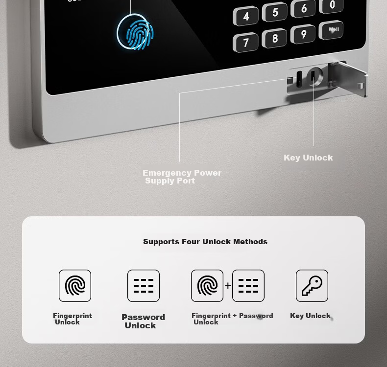 Deli Safe, Home Fingerprint Password Security Box, Office Small File Cabinet, Can Be Built into Wall Or Cabinet, Bedside Storage Box, 45cm Black AE630-Z 5