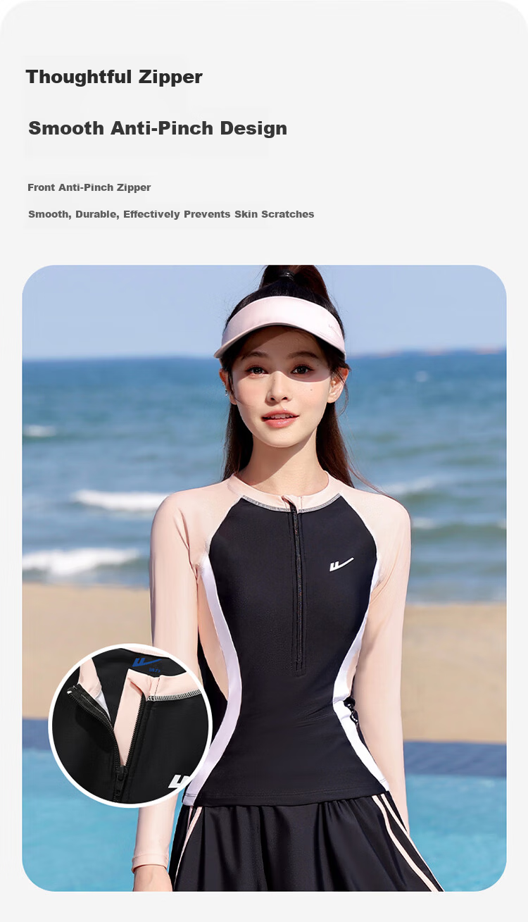 Warrior Women's Long Sleeve Long Pants Swimsuit High-Grade Sun Protection Hot Spring Surfing Snorkeling Jellyfish Suit 16098H1L Black 2XL 3