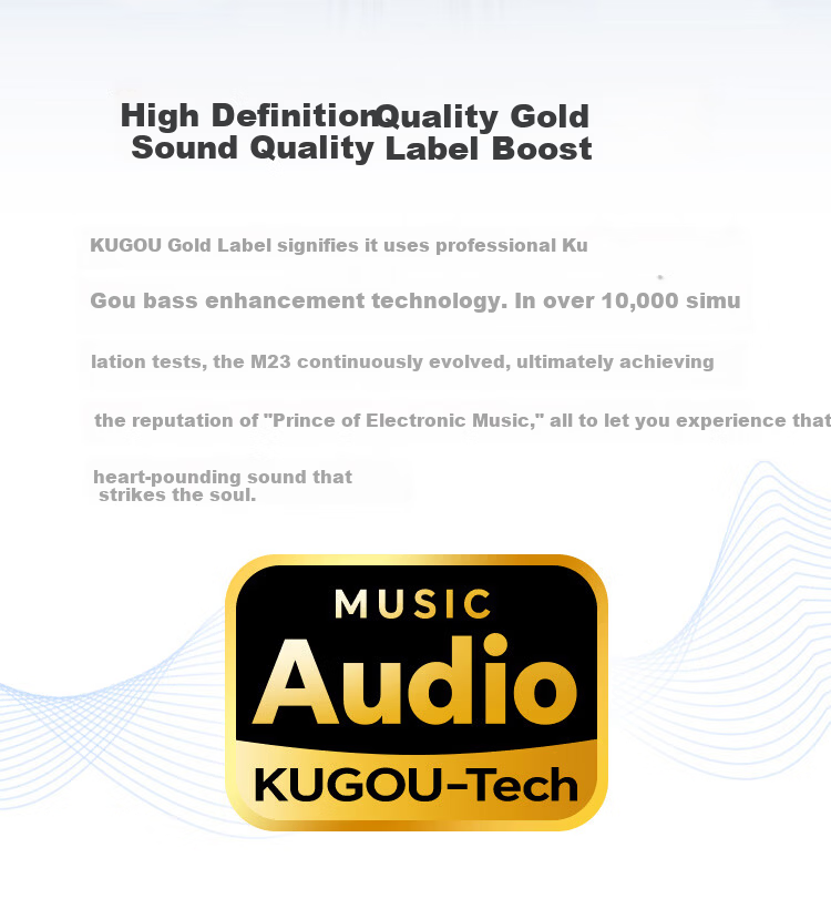 KUGOU M23 Bluetooth 6.0 Earphones Semi-In-Ear Wireless Music Gaming Low Latency Long Battery Life Noise Cancelling Compatible with Huawei Apple Xiaomi Men 6