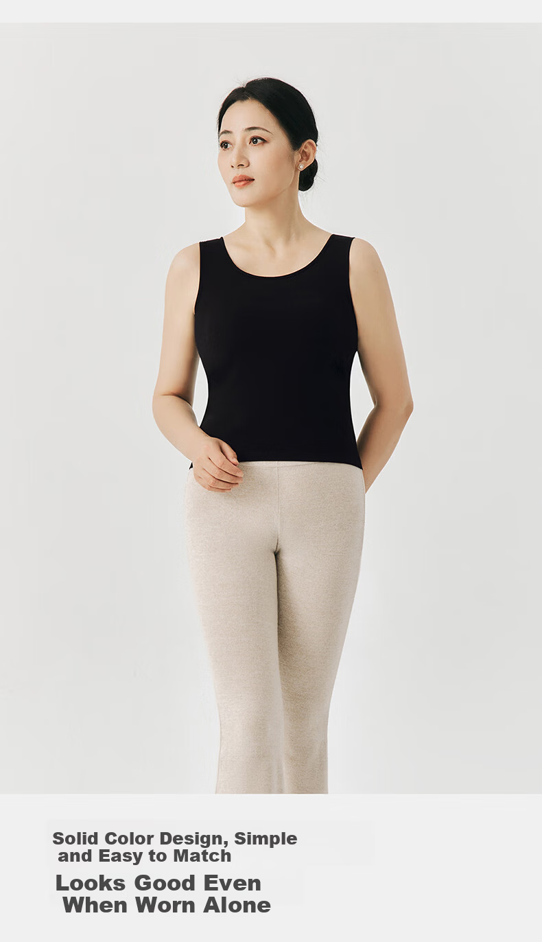 Threegun 2026 Spring Summer [With Chest Pad, Wearable Outside] Loose Ribbed Cotton Vest Women Solid Color Base Layer 10