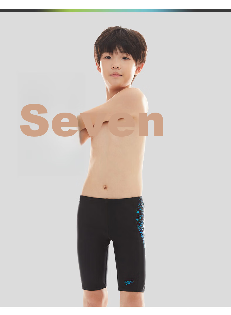 Speedo Kids Swim Shorts Swim Dare Series Youth Training Printed Knee-Length Swim Trunks UV Protection Chlorine Resistant Black/Orange Size 5-6 3