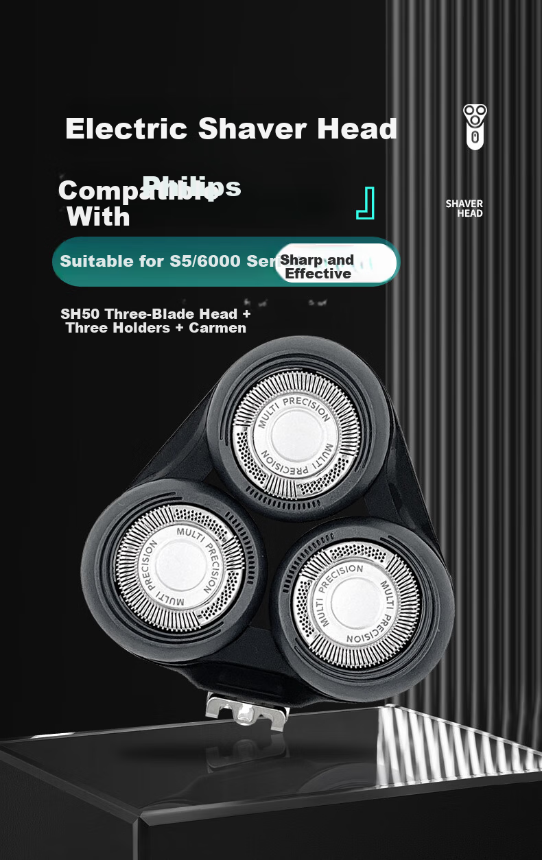 PURPAVWINNER Compatible with Philips Shaver Head S5000 Upper Part, Suitable for Series 5091/5420/5831/Razors, Blades, Shaver Net, Card Holder Bracket, Sh50 Three-Blade Head 1