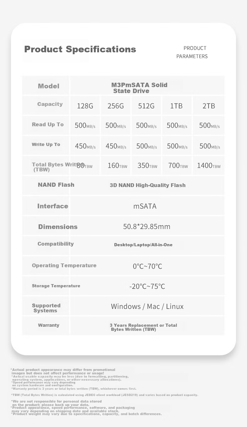 GEIL, Jinbang, 1TB SSD Solid State Drive, mSATA, for Desktop And Laptop, High-Speed 500MB/S, M3P Series 9