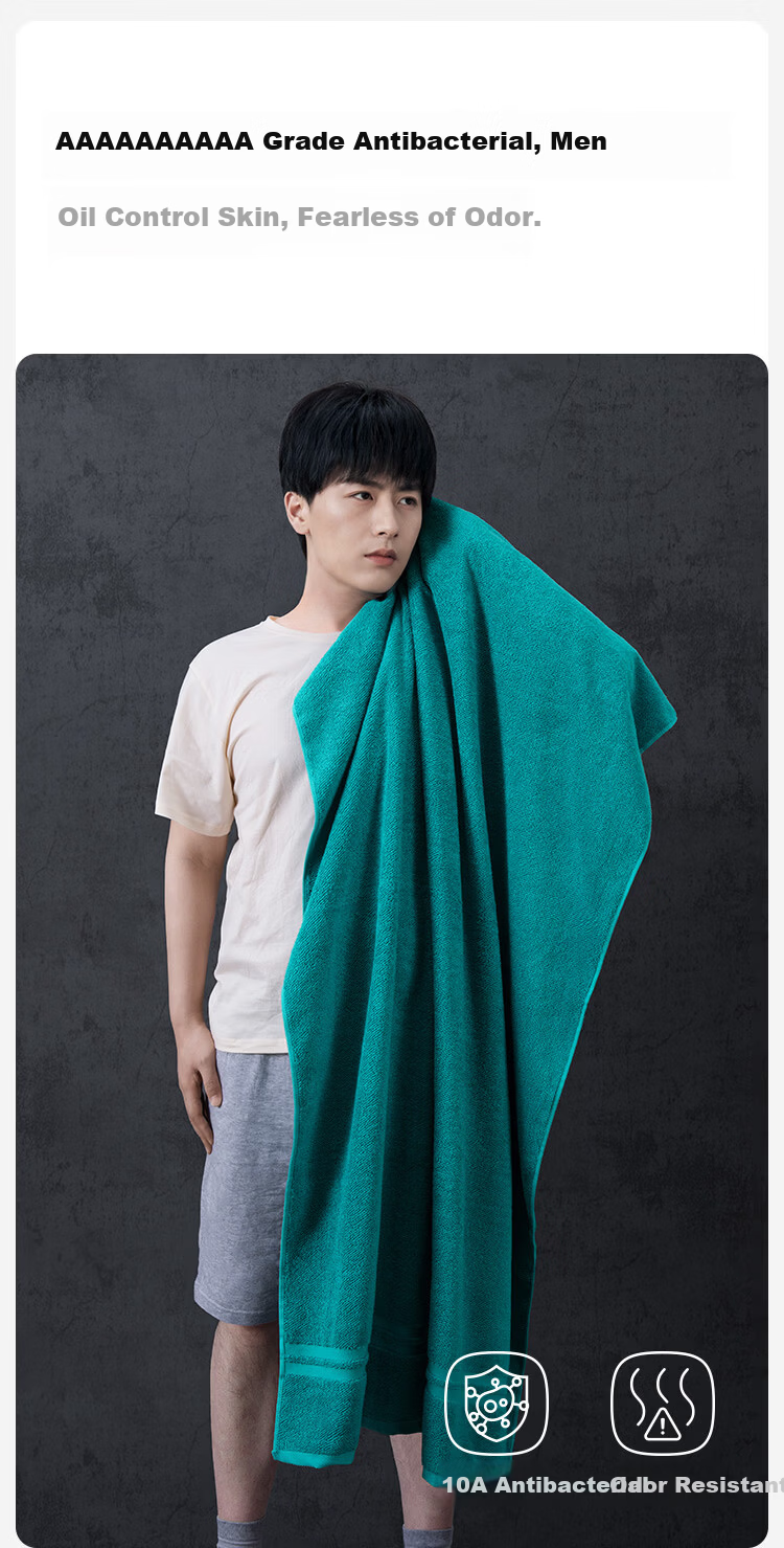 HOYO Japanese Pure Cotton Bath Towel Home Use Large Thickened Men's Large Towel Gentleman Blue 80*150cm Sports 6