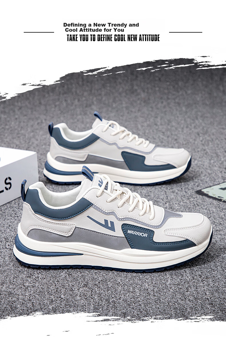 Warrior Official Men's Summer Sneakers 2026 New Casual Sports Shoes Men's Versatile White Sneakers Light Blue Size 39 3