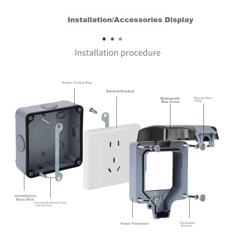 Xiya Smart Toilet Socket, Water Heater Bathroom Leakage Protection Plug, Waterproof Box, Concealed Installation, Outdoor Splash-Proof Box 13