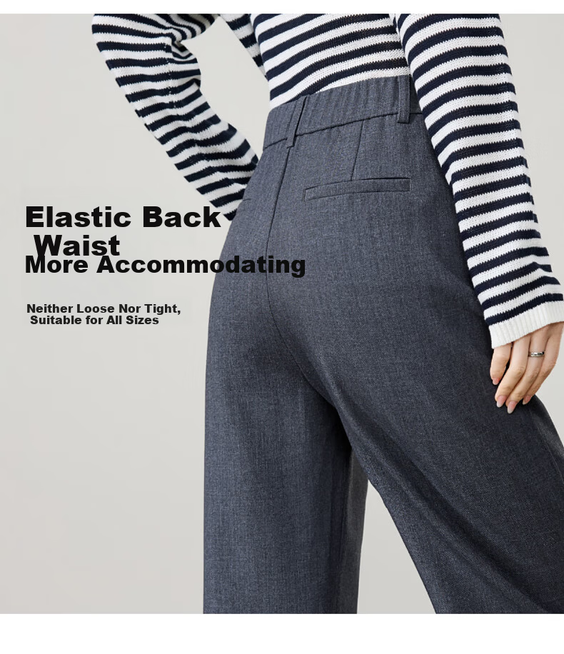 ESE-Y Women's Straight-Leg Suit Pants 2026 Spring Slim Casual Commuter Textured TR Narrow Black Size 26 13