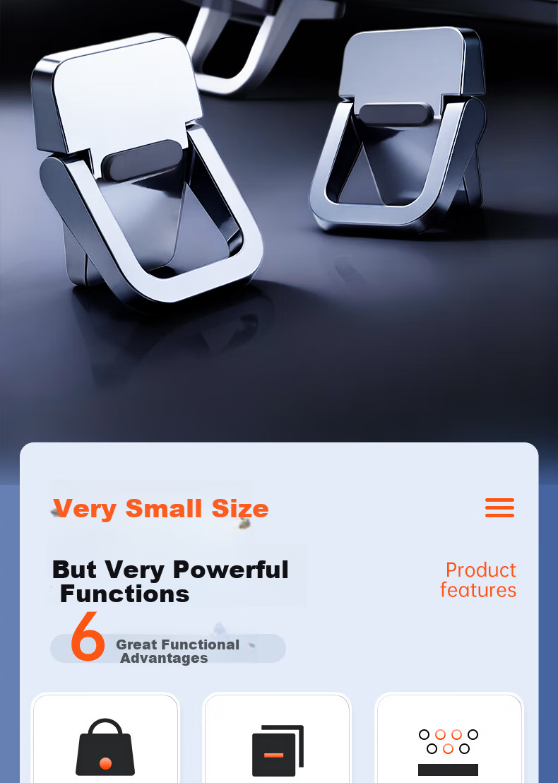 JPLAYER Laptop Stand, Zinc Alloy Portable Folding Cooling Riser, Mini Keyboard Backrest, Single-Level Support Foot Stand for Apple Computers, Silver Color 3