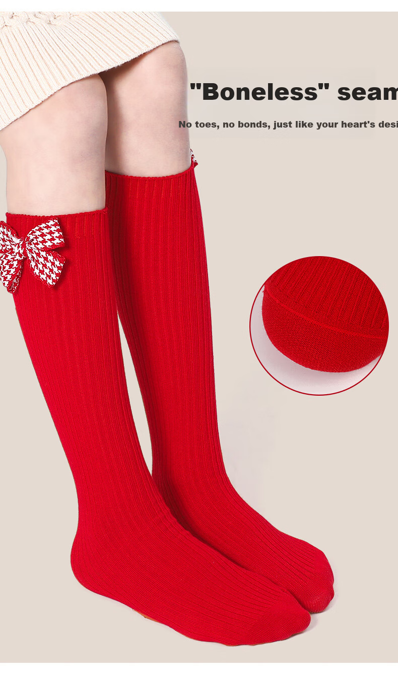 Barbie Children's Mid-Calf Socks Girls Red Cotton Socks High Tube Socks Baby New Year Socks Girl Zodiac Year Spring Autumn Red Socks 6
