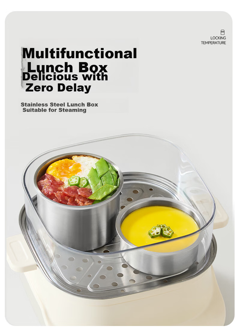 Taful High Insulation Stainless Steel Long-lasting Thermal Lunch Box Portable Porridge Container Multi-layer Bento for Students and Office Workers T0317 8