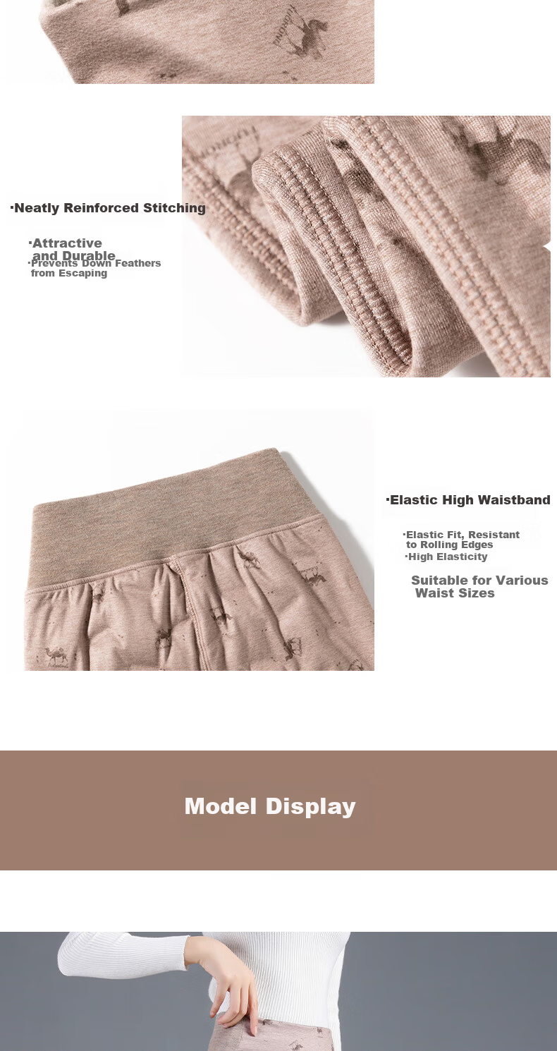 LangSha Women's Inner Lined Down Pants Winter Fleece Thickened Warm High Waist Plus Size Slim Lightweight Northeast Cotton Pants 12