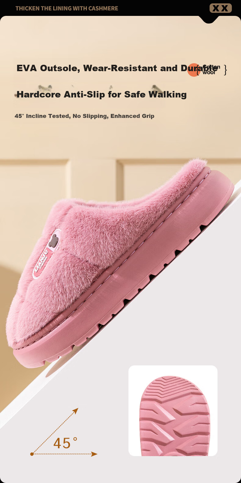 YUZHAOLIN Unisex Winter Fashion Plush Warm Indoor Cotton Slippers YG881 6