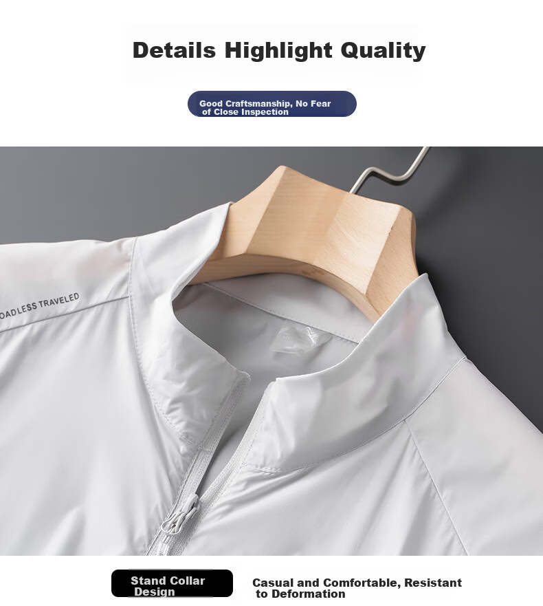 ROMON Father's Day Gift Men's Sun Protection Jacket Long Sleeve Lightweight Breathable Skin Jacket 12