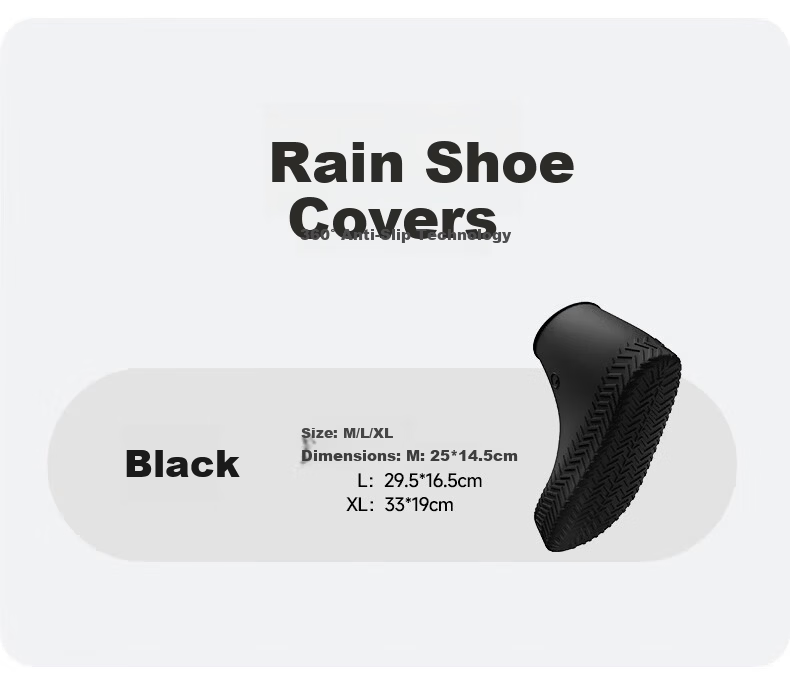 BWNK Adult Waterproof Silicone Rain Shoe Covers Non-Slip Wear-Resistant Portable Rain Boots Black XL 5