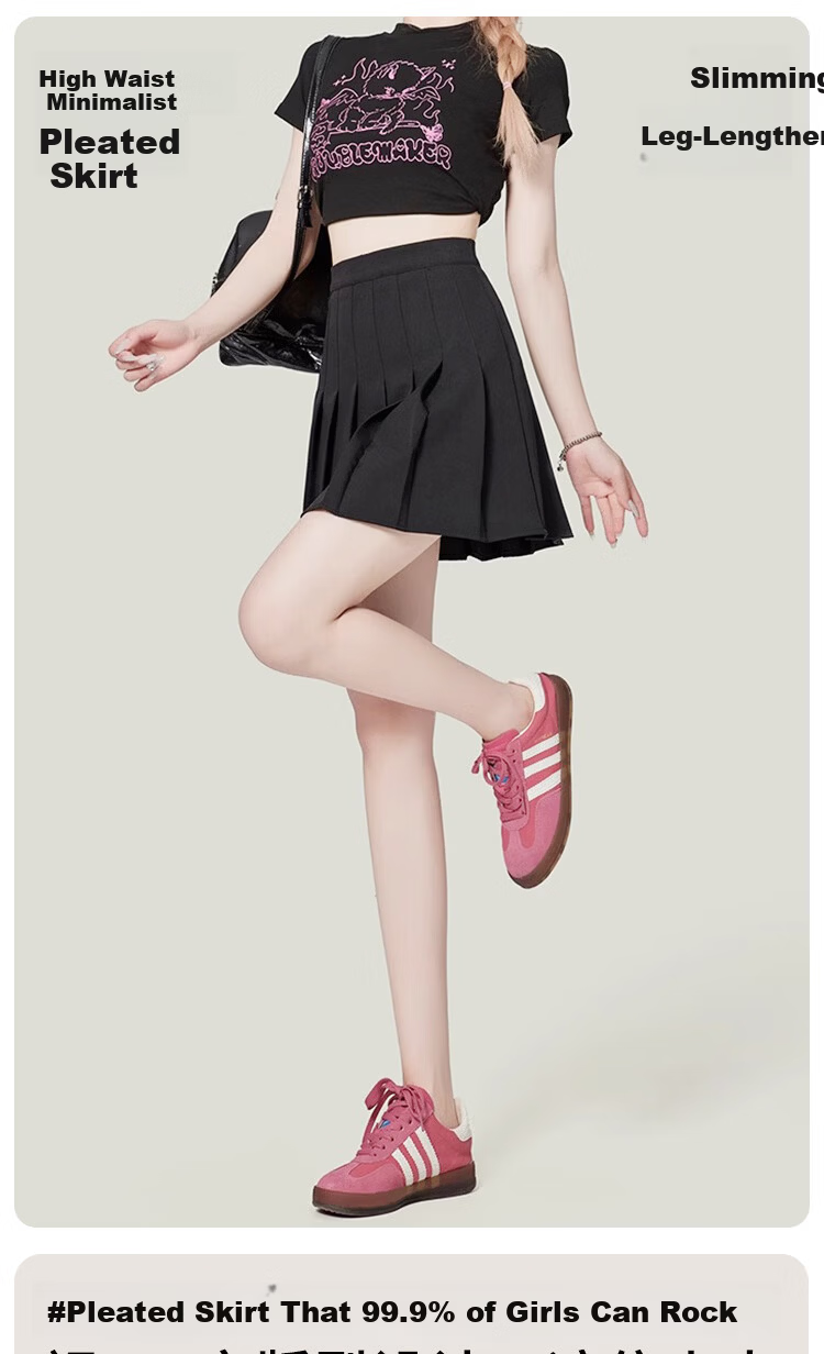 Borui Women's Pleated Skirt Spring Summer 2026 New High-Waist Slim A-Line Short Skirt with Lining JK Skirt 1