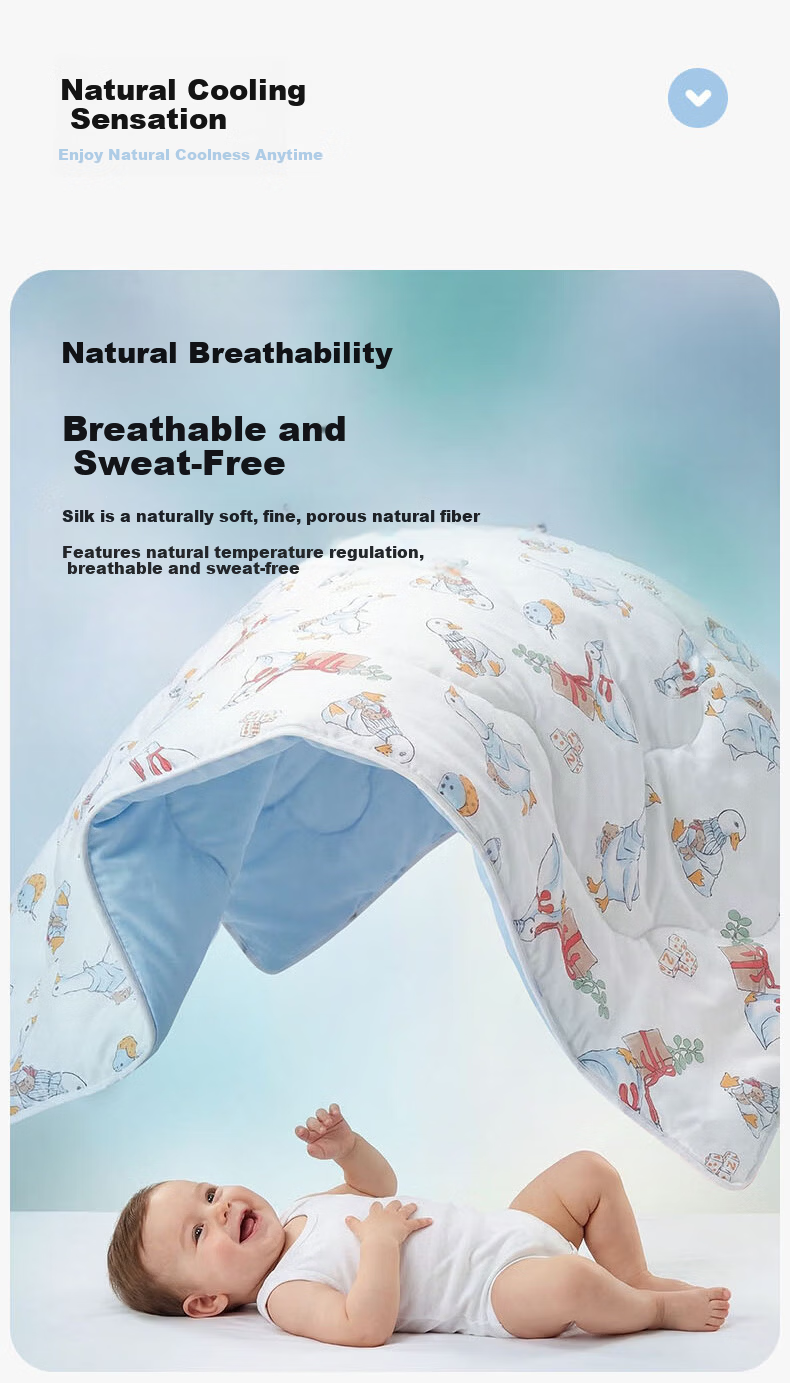 KUB Baby Cooling Quilt Children's Summer Quilt Baby Air Conditioning Quilt Antibacterial Baby Blanket - White Goose Light Dance 120*150cm 9