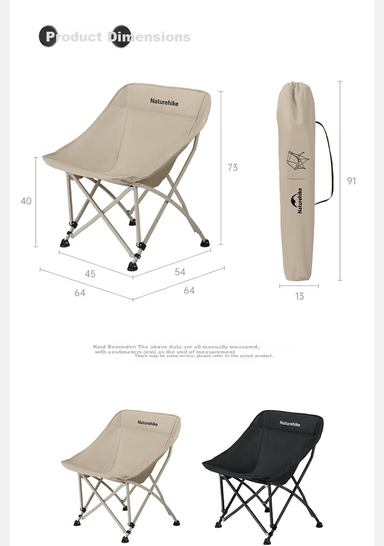 Naturehike Moon Chair Outdoor Camping Folding Chair Fishing Sketching Large Comfortable Portable All-Terrain Chair Black 14