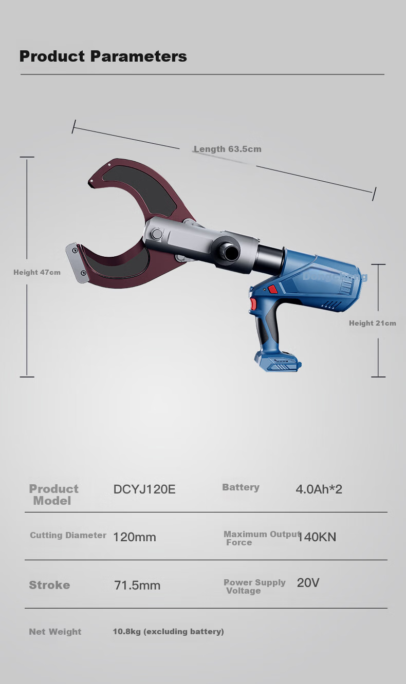Dongcheng 20V Electric Hydraulic Cutter DCYJ120E Cordless Hydraulic Cable Cutter Multifunctional Wire Cutter Pliers 8